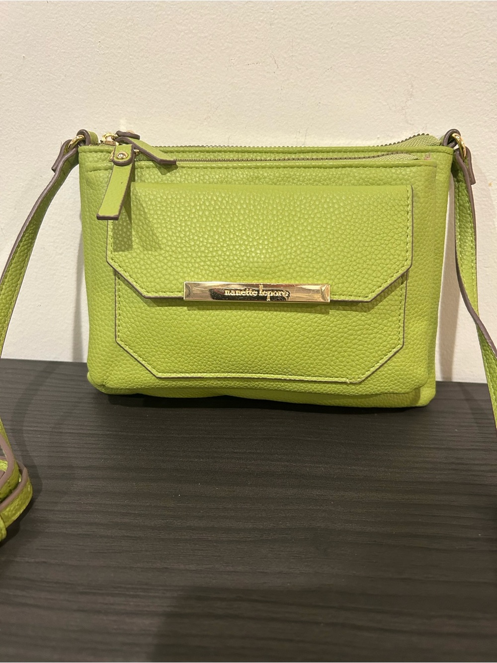 Nanette Lapore Jarson Green Double Zip Crossbody Bag EUC